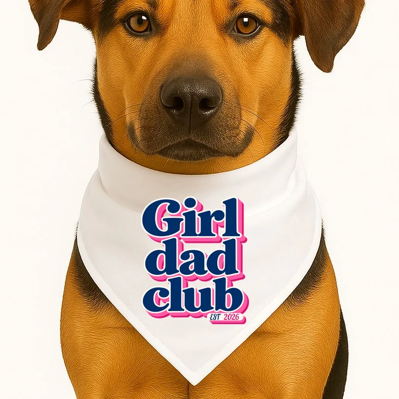 Girl Dad Club Customizable Year Gift for Dad Dog Bandana - Front 1
