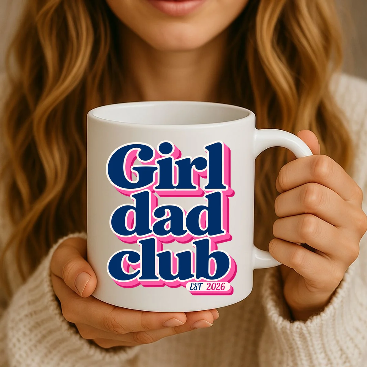 Girl Dad Club Customizable Year Gift for Dad Coffee Mug - Front 2