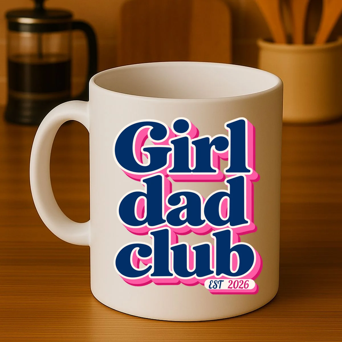 Girl Dad Club Customizable Year Gift for Dad Coffee Mug - Front 3
