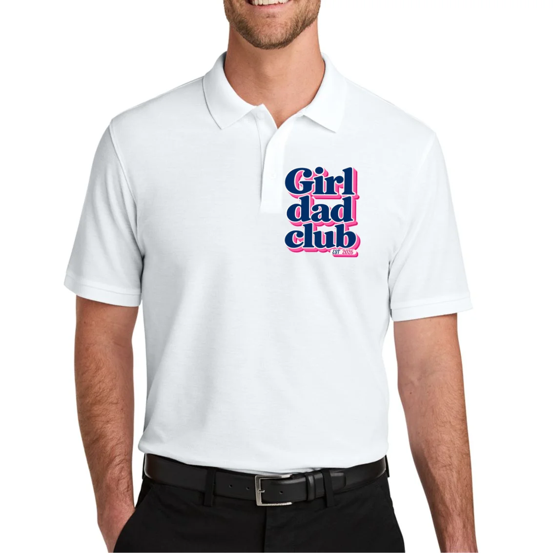 Girl Dad Club Customizable Year Gift for Dad Men's Polo - Front 1