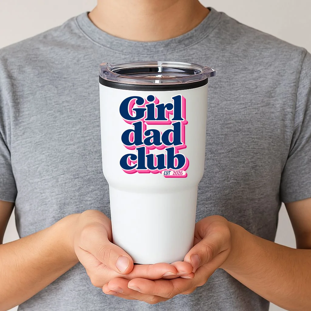 Girl Dad Club Customizable Year Gift for Dad 20oz Tumbler - Front 1