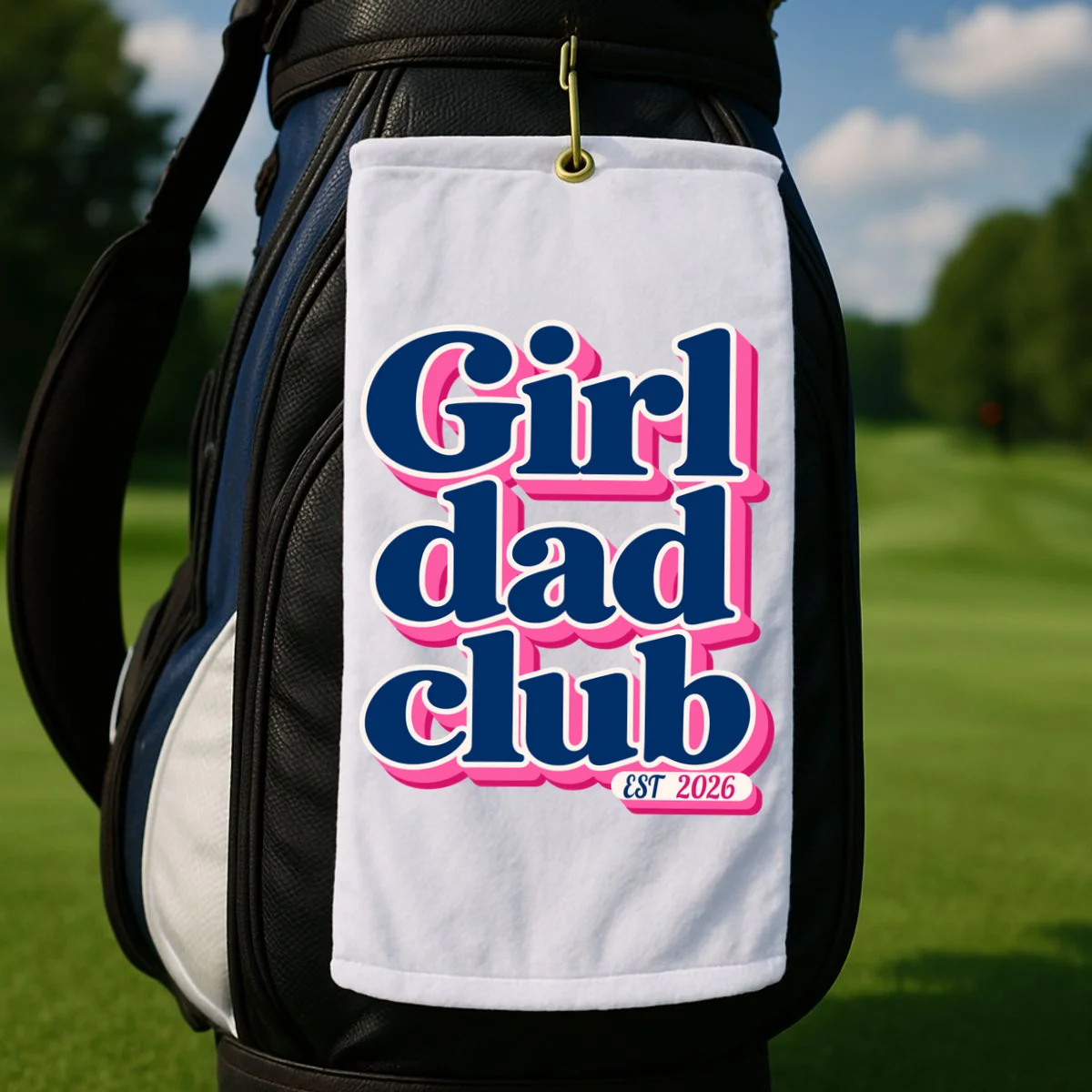 Girl Dad Club Customizable Year Gift for Dad Golf Towel - Front 2