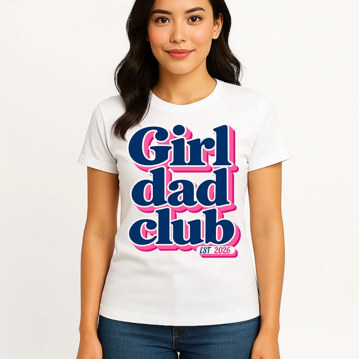 Girl Dad Club Customizable Year Gift for Dad Women's T-Shirt - Front 3