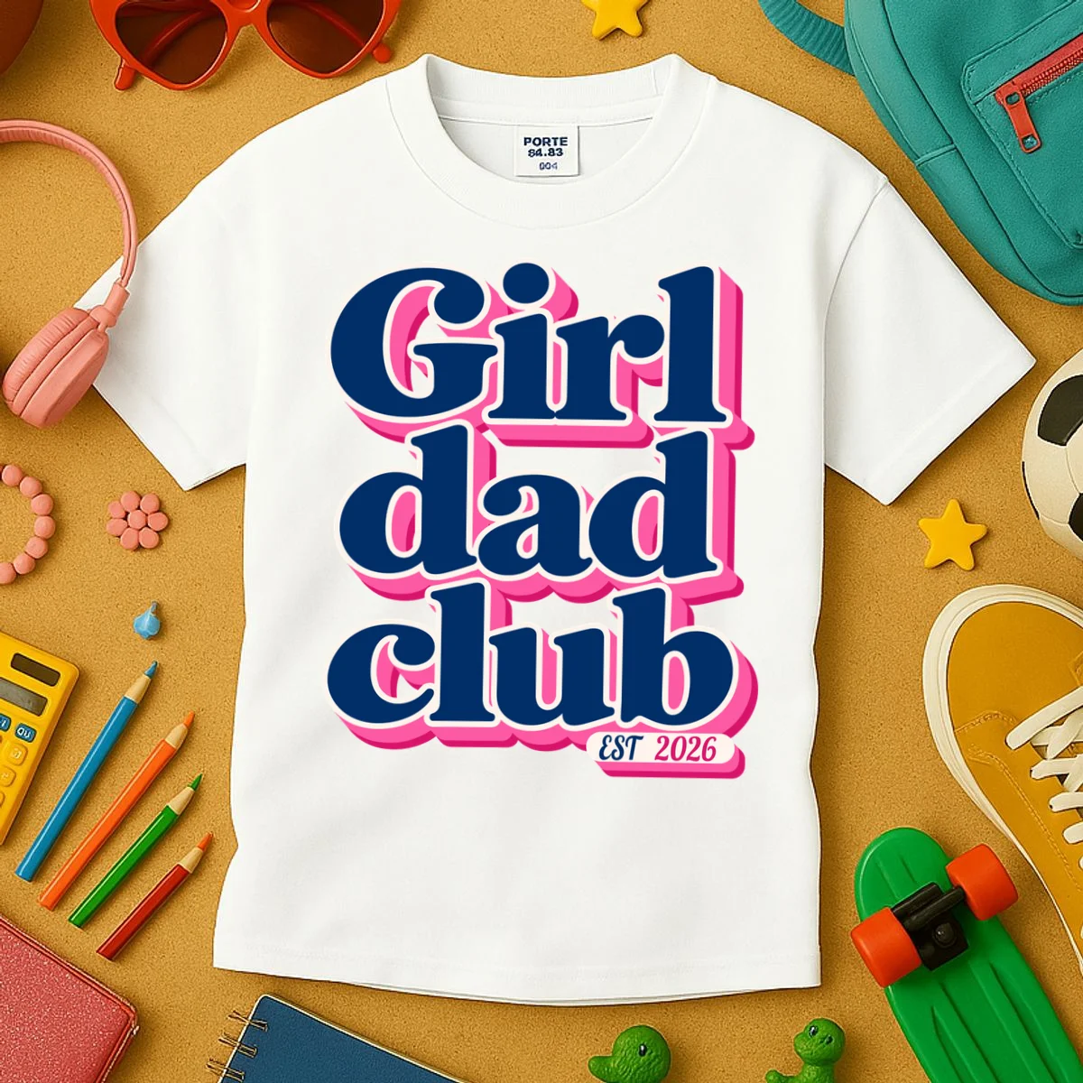 Girl Dad Club Customizable Year Gift for Dad Kids T-Shirt - Front 2