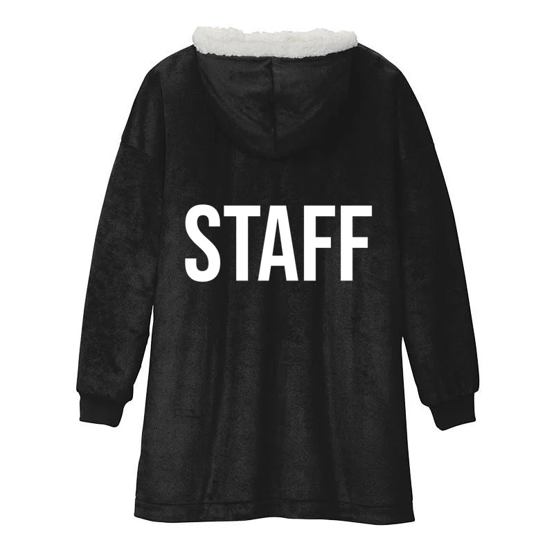 Custom Logo Custom Staff Shirts Hooded Blanket - Back - Close-up