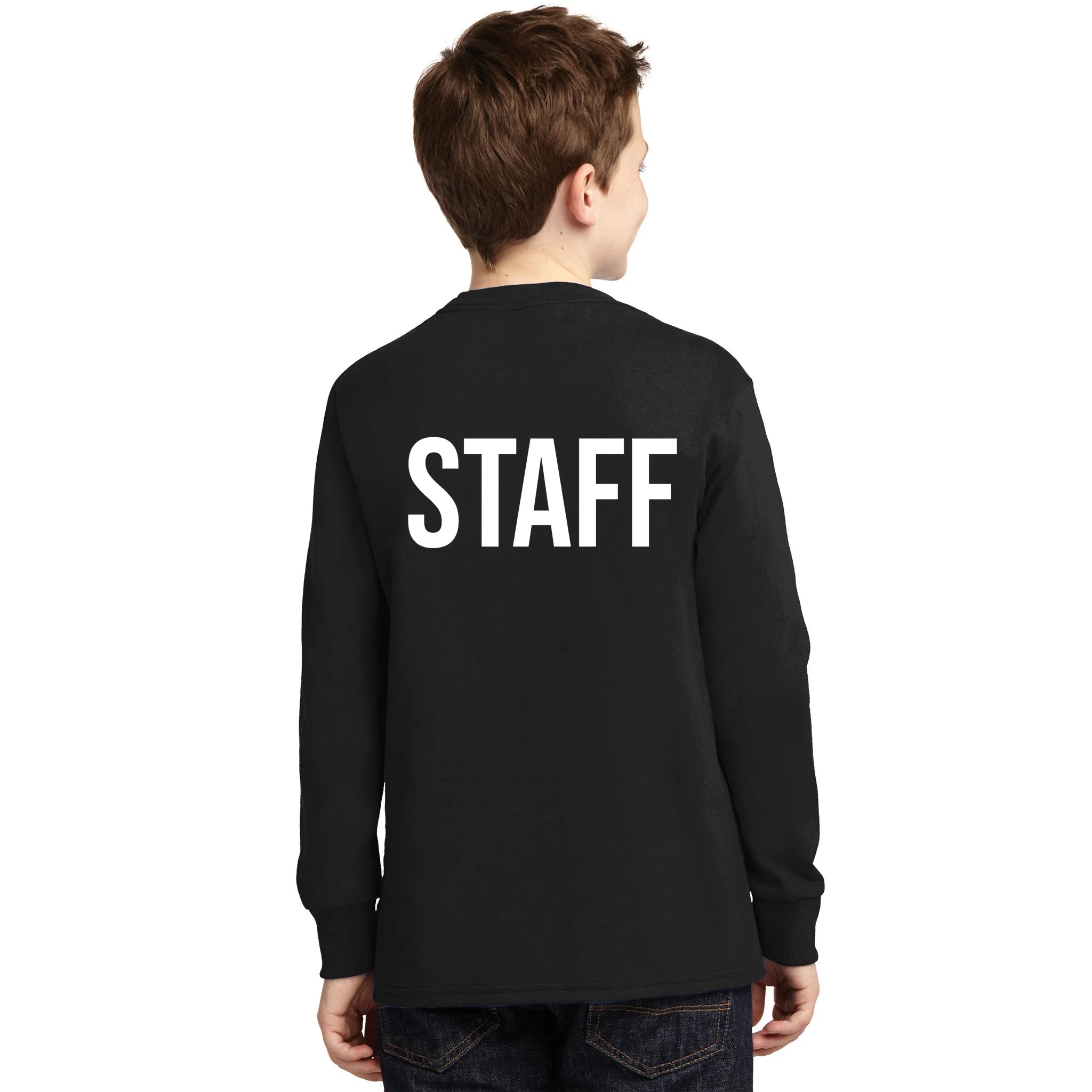 Custom Logo Custom Staff Shirts Kids Long Sleeve Shirt - Back - Close-up