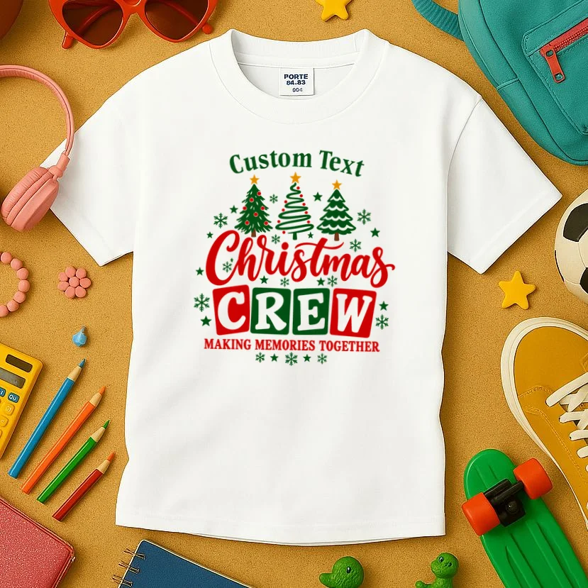 Christmas Crew Matching Family Custom Gift - Christmas Personalized Family Design Kids T-Shirt - Front 2