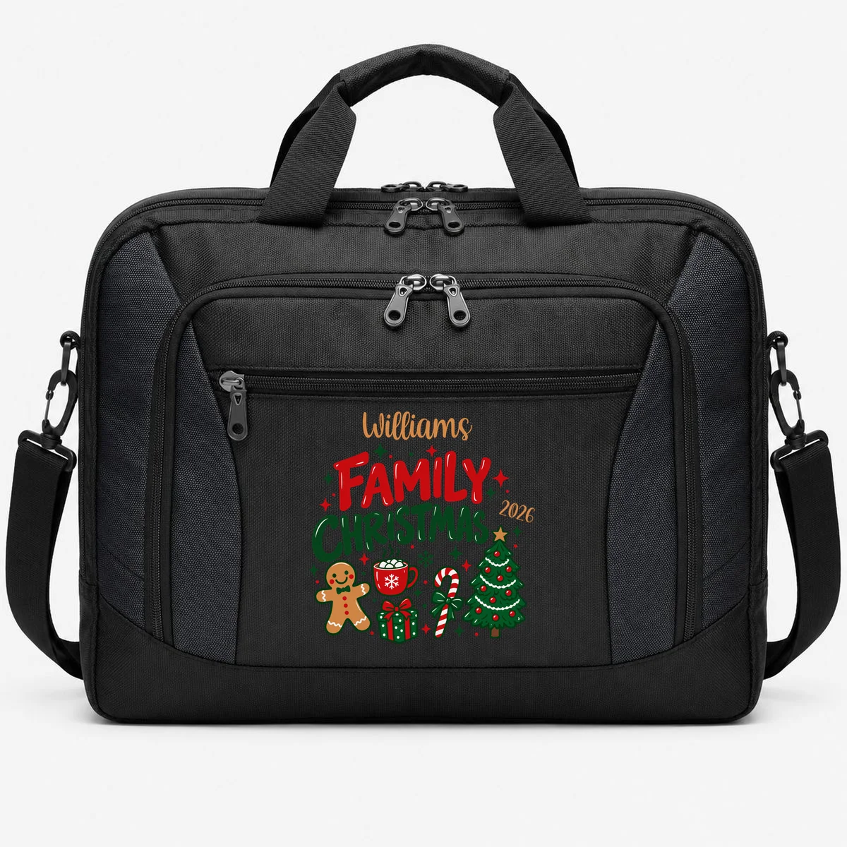 Custom Personalized Family Christmas Doodle Briefcase Front