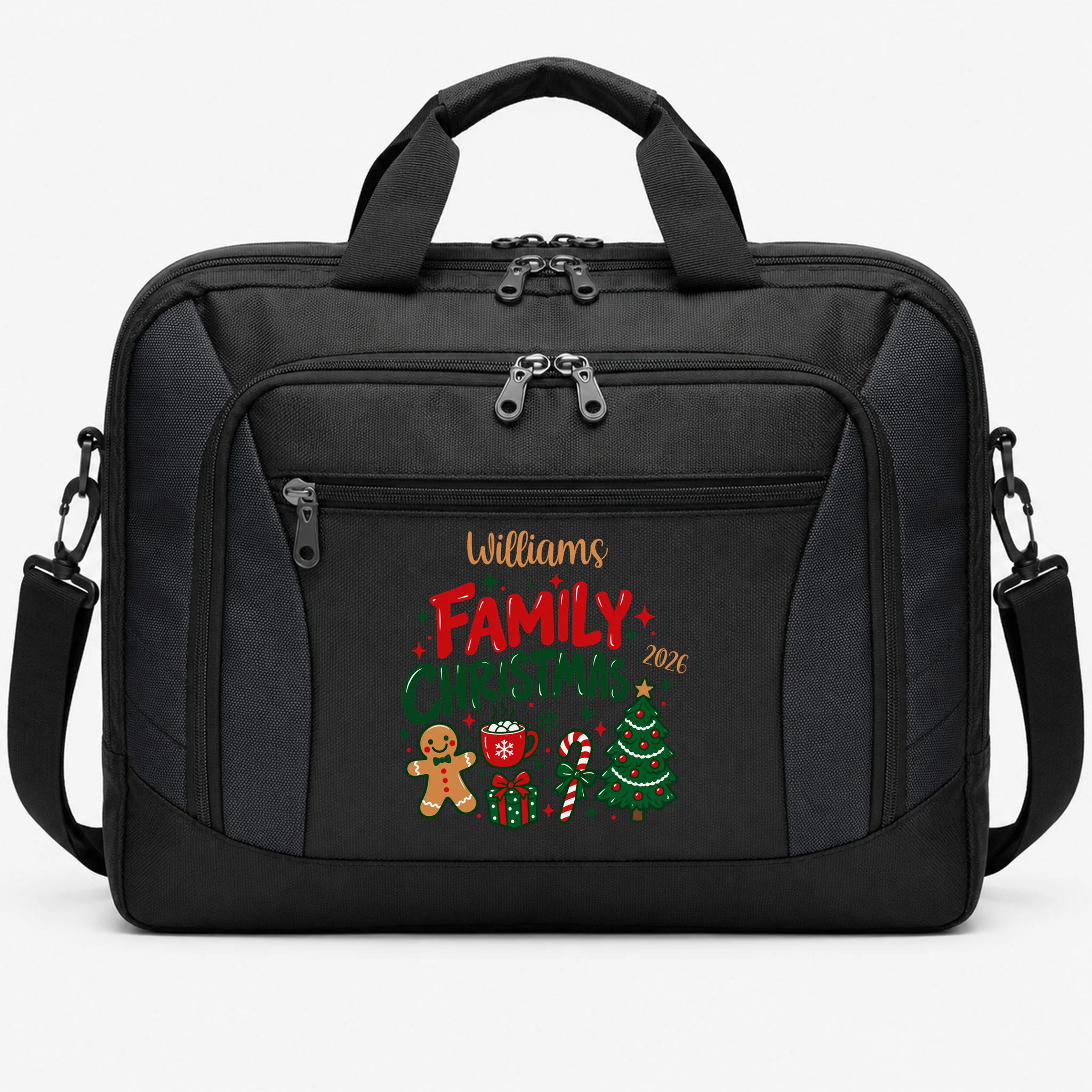 Custom Personalized Family Christmas Doodle Briefcase Front