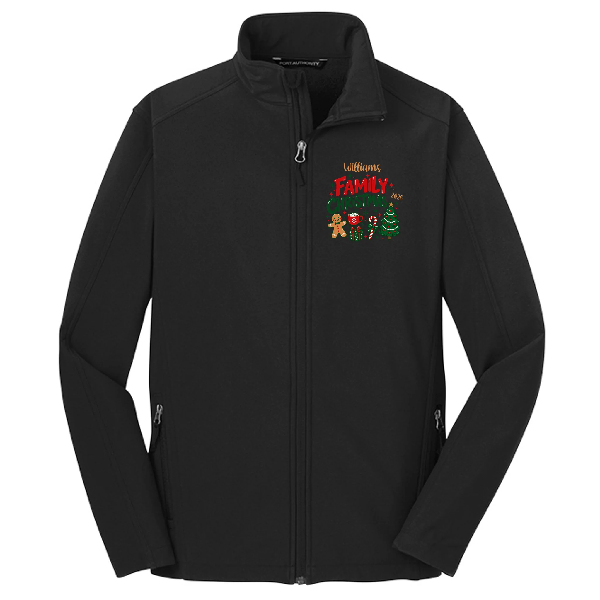 Custom Personalized Family Christmas Doodle Men's Soft Jacket - Front