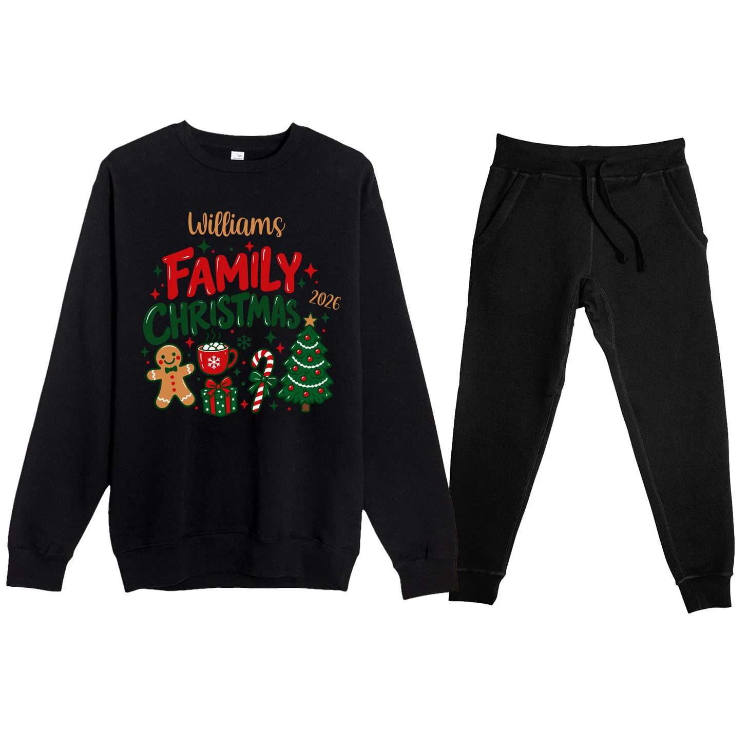 Custom Personalized Family Christmas Doodle Men's Sweatsuit Front