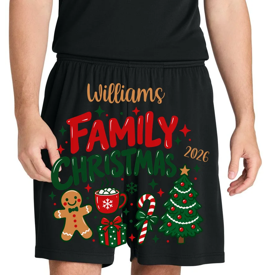 Custom Personalized Family Christmas Doodle Men's Shorts - Front 1
