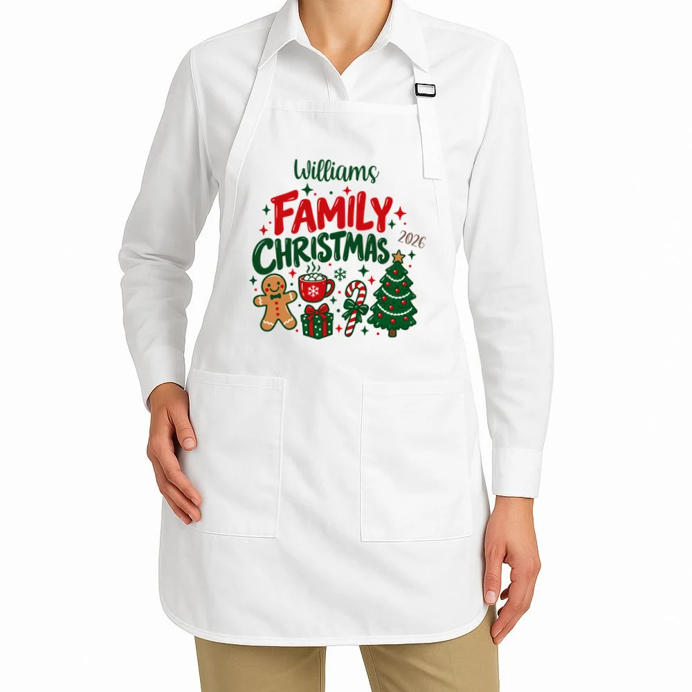 Custom Personalized Family Christmas Doodle Apron - Front 1