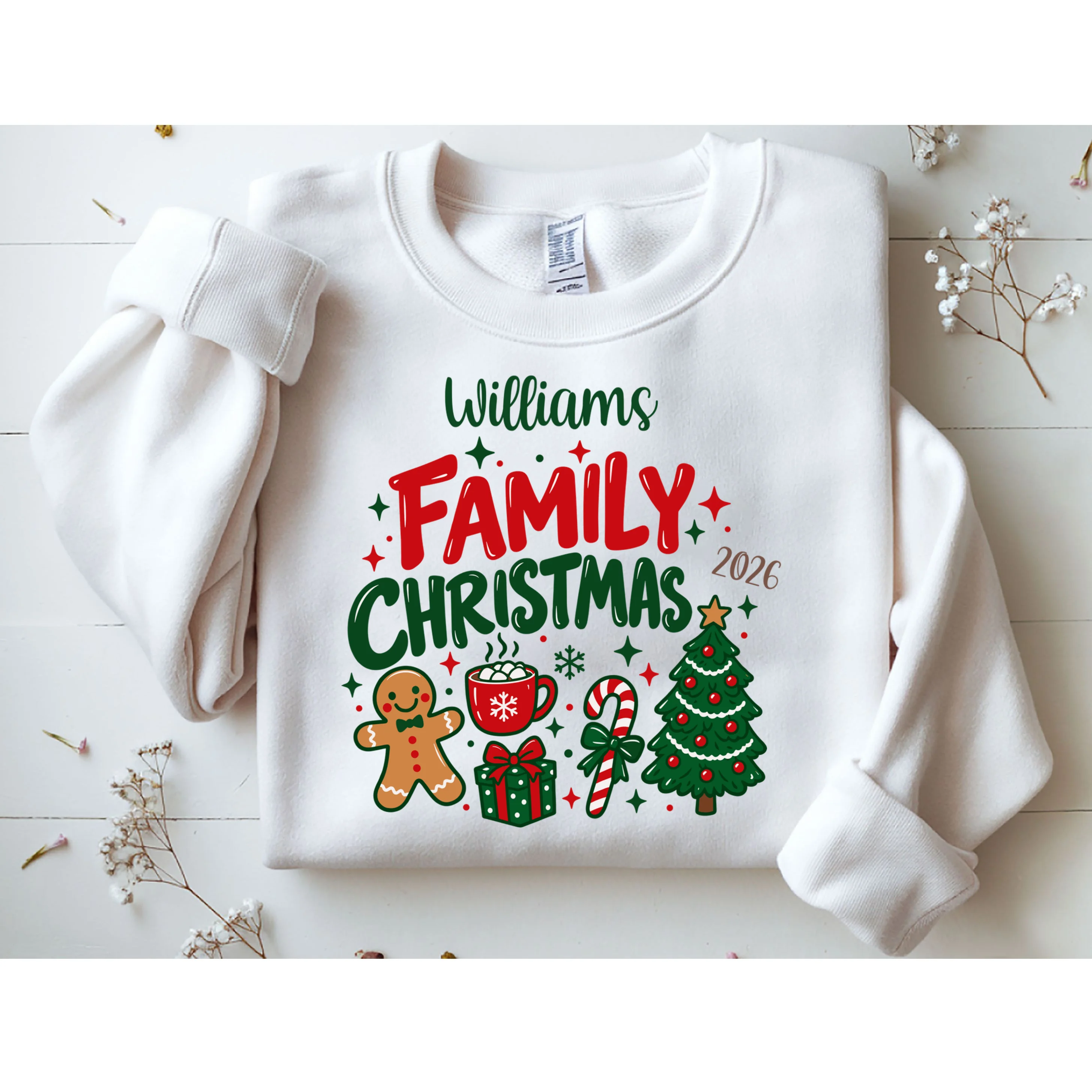 Custom Personalized Family Christmas Doodle Men's Sweatshirt - Front 1