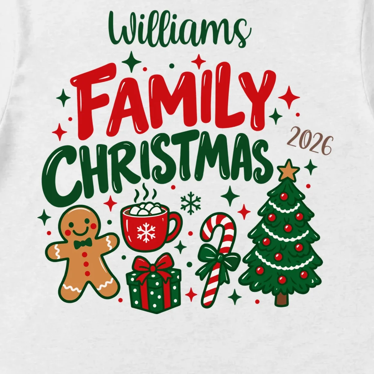 Custom Personalized Family Christmas Doodle Men's T-Shirt - Front - Close-up
