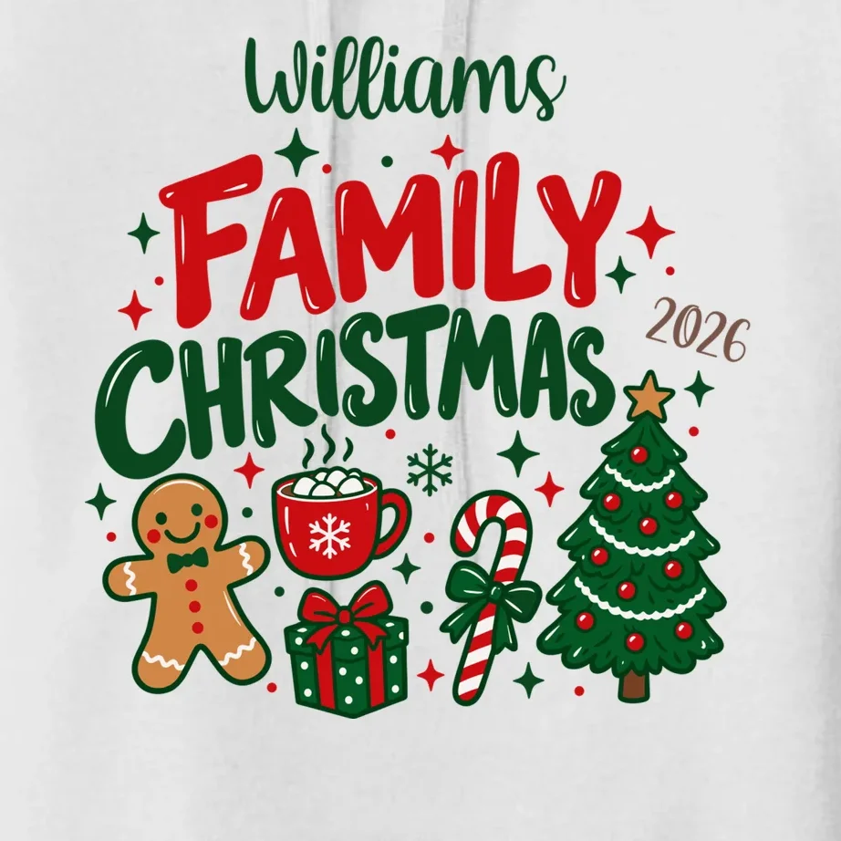 Custom Personalized Family Christmas Doodle Women's Pullover Hoodie - Front - Close-up