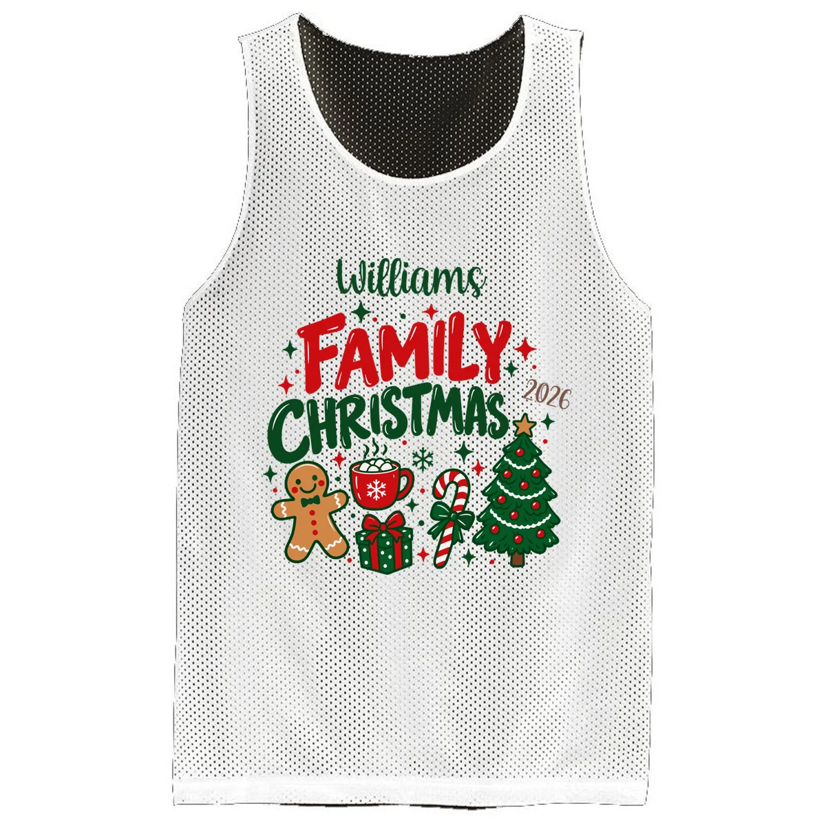 Custom Personalized Family Christmas Doodle Men's Basketball Jersey - Front
