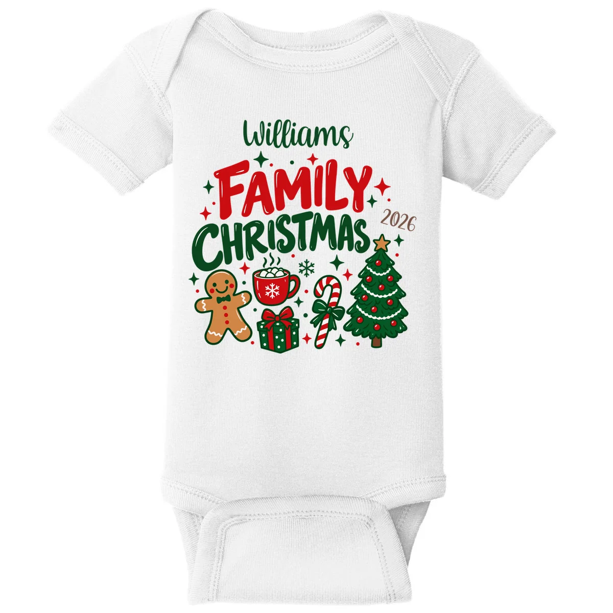 Custom Personalized Family Christmas Doodle Baby Bodysuit - Front