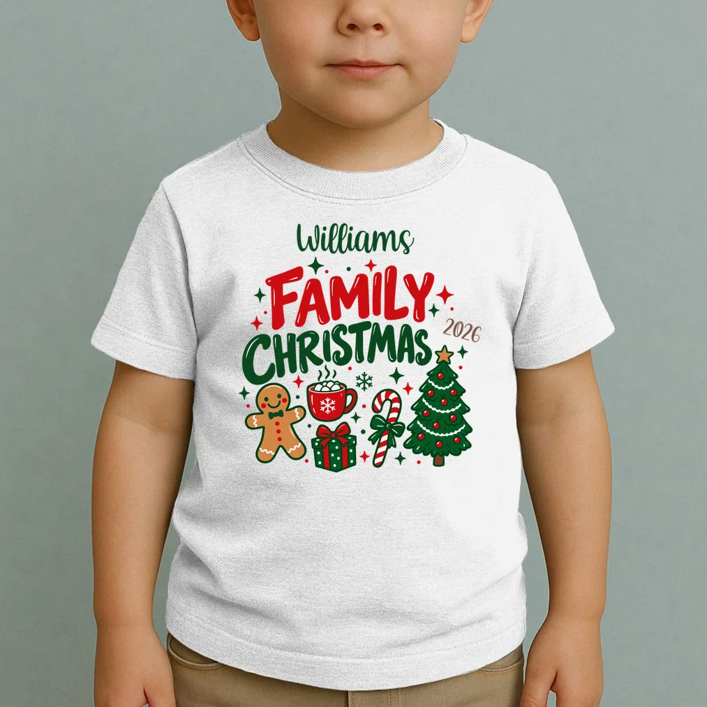 Custom Personalized Family Christmas Doodle Toddler T-Shirt - Front 1