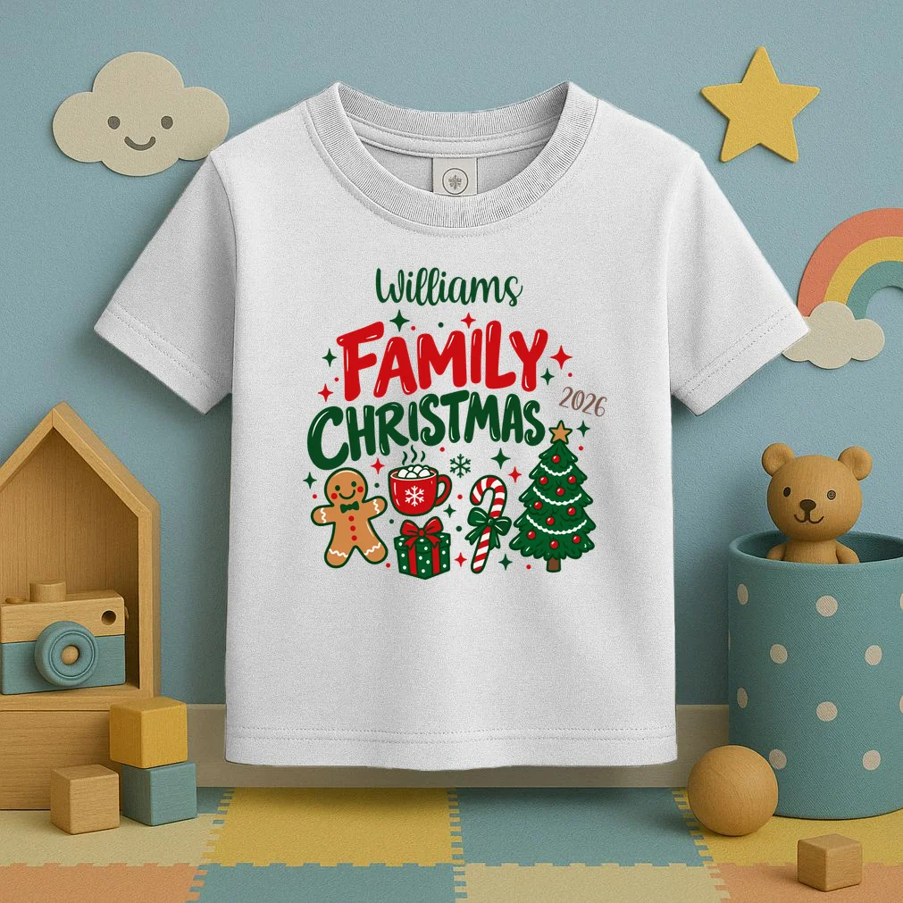 Custom Personalized Family Christmas Doodle Toddler T-Shirt - Front 2
