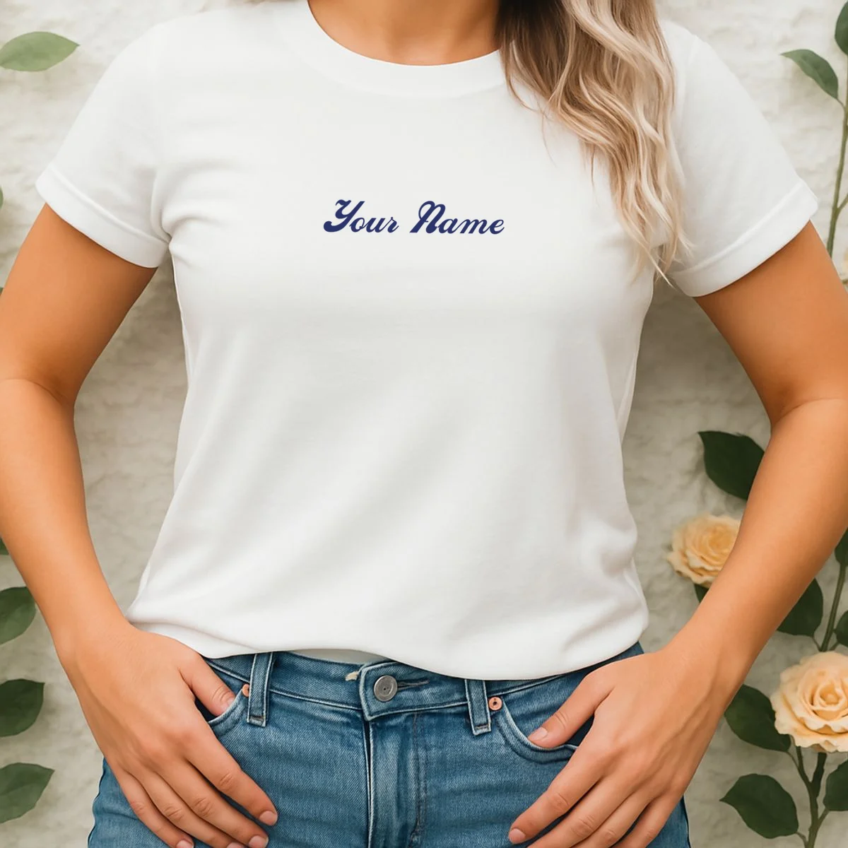 Custom Embroidery Your Name Personalized Women's T-Shirt - Front 1