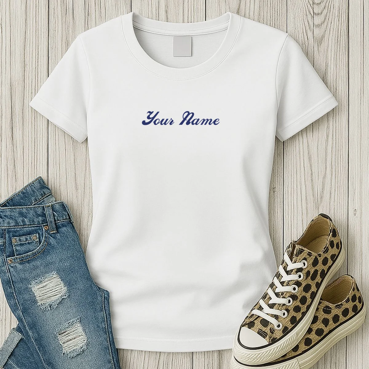 Custom Embroidery Your Name Personalized Women's T-Shirt - Front 2
