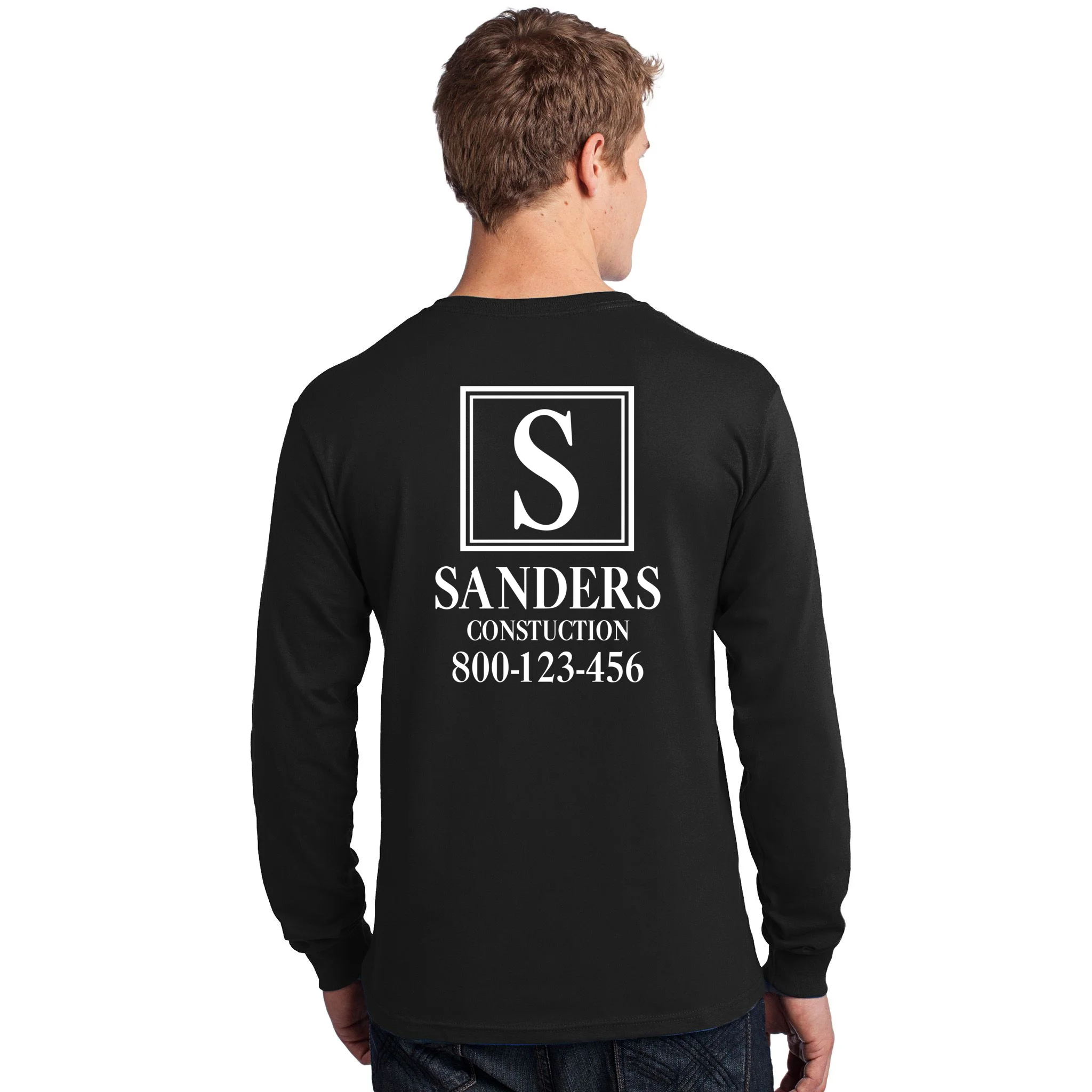Custom Initial Custom Company Name Long Sleeve Shirt - Back