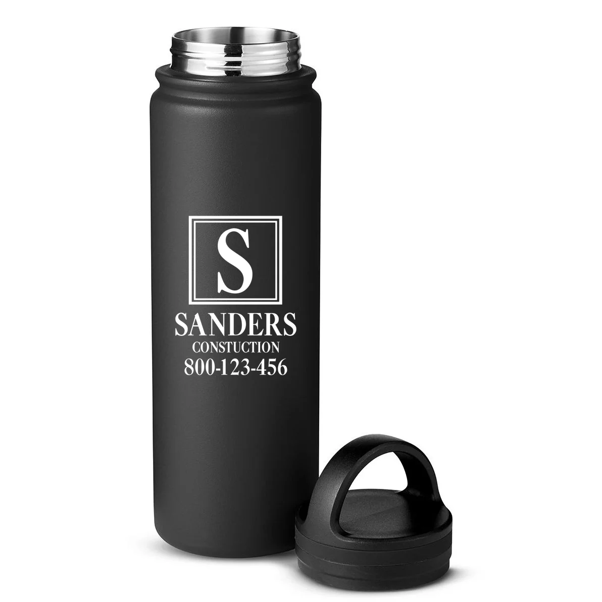 Custom Initial Custom Company Name 24oz Water Bottle - Back - Close-up