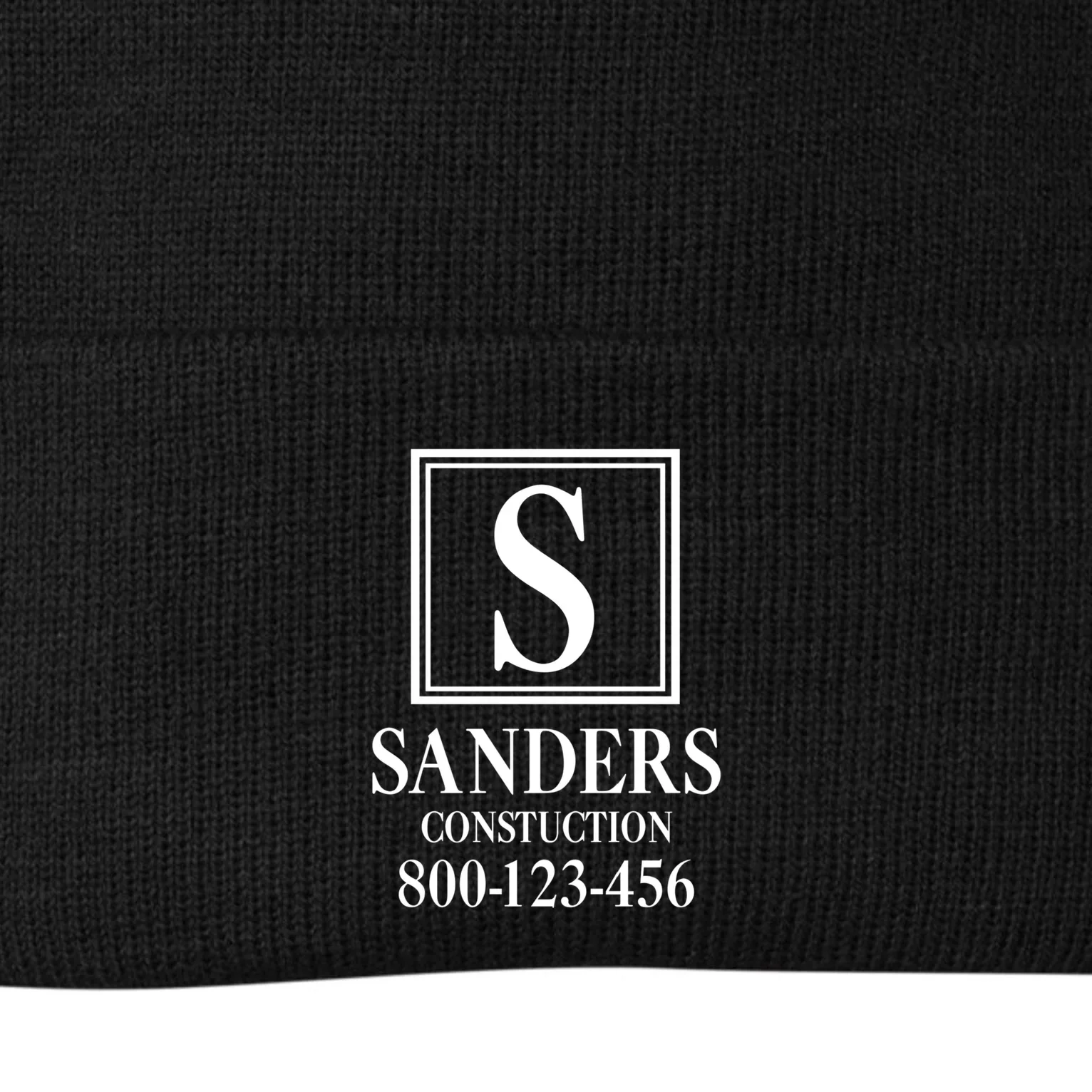 Custom Initial Custom Company Name Beanie - Back - Close-up