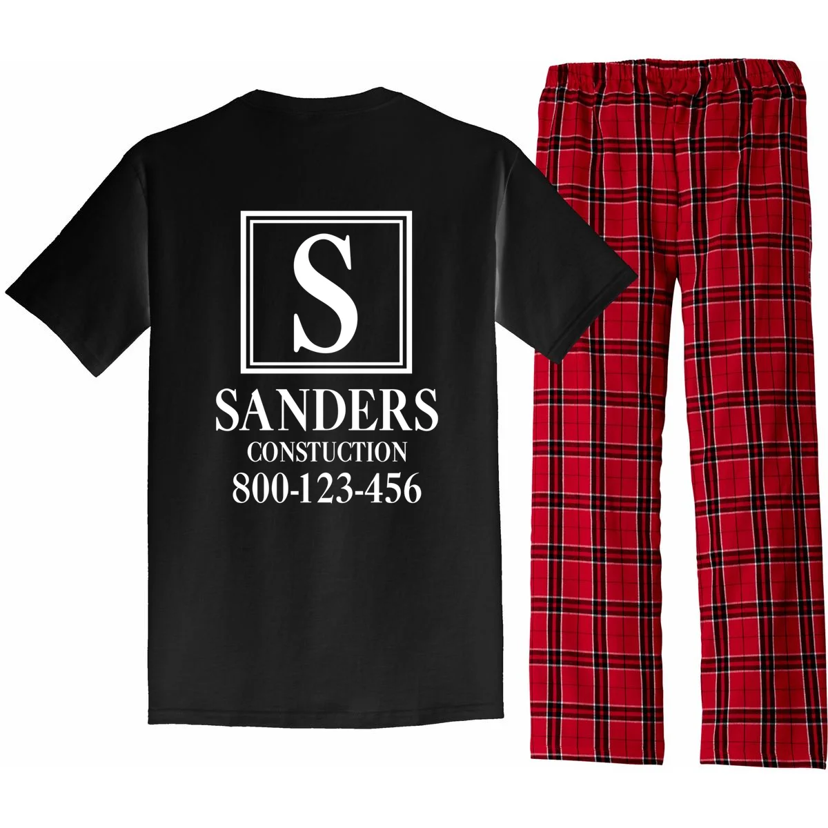 Custom Initial Custom Company Name Pajama Set - Back