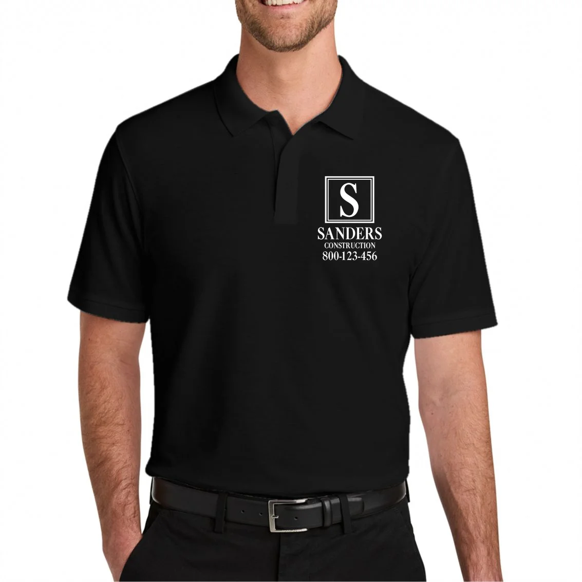 Custom Initial Custom Company Name Men's Polo - Front 1