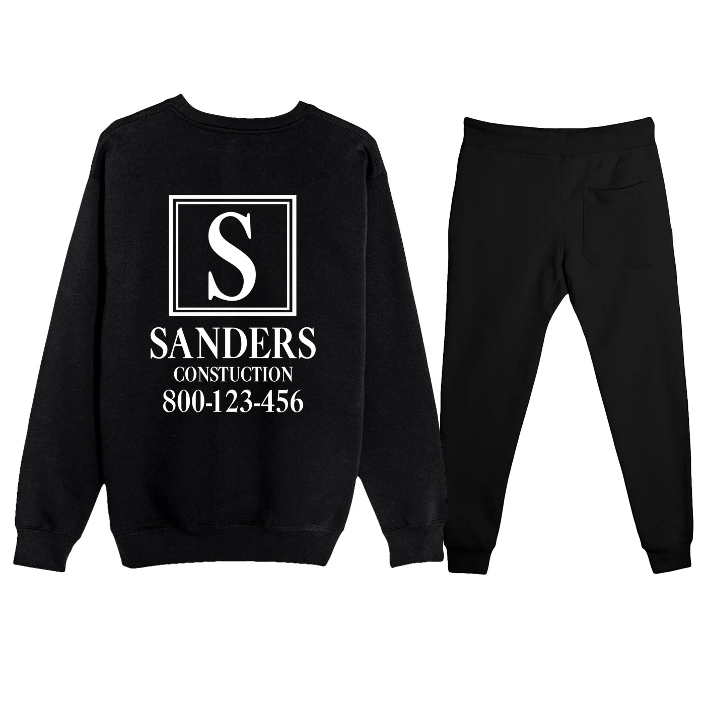 Custom Initial Custom Company Name Men's Sweatsuit - Back - Close-up