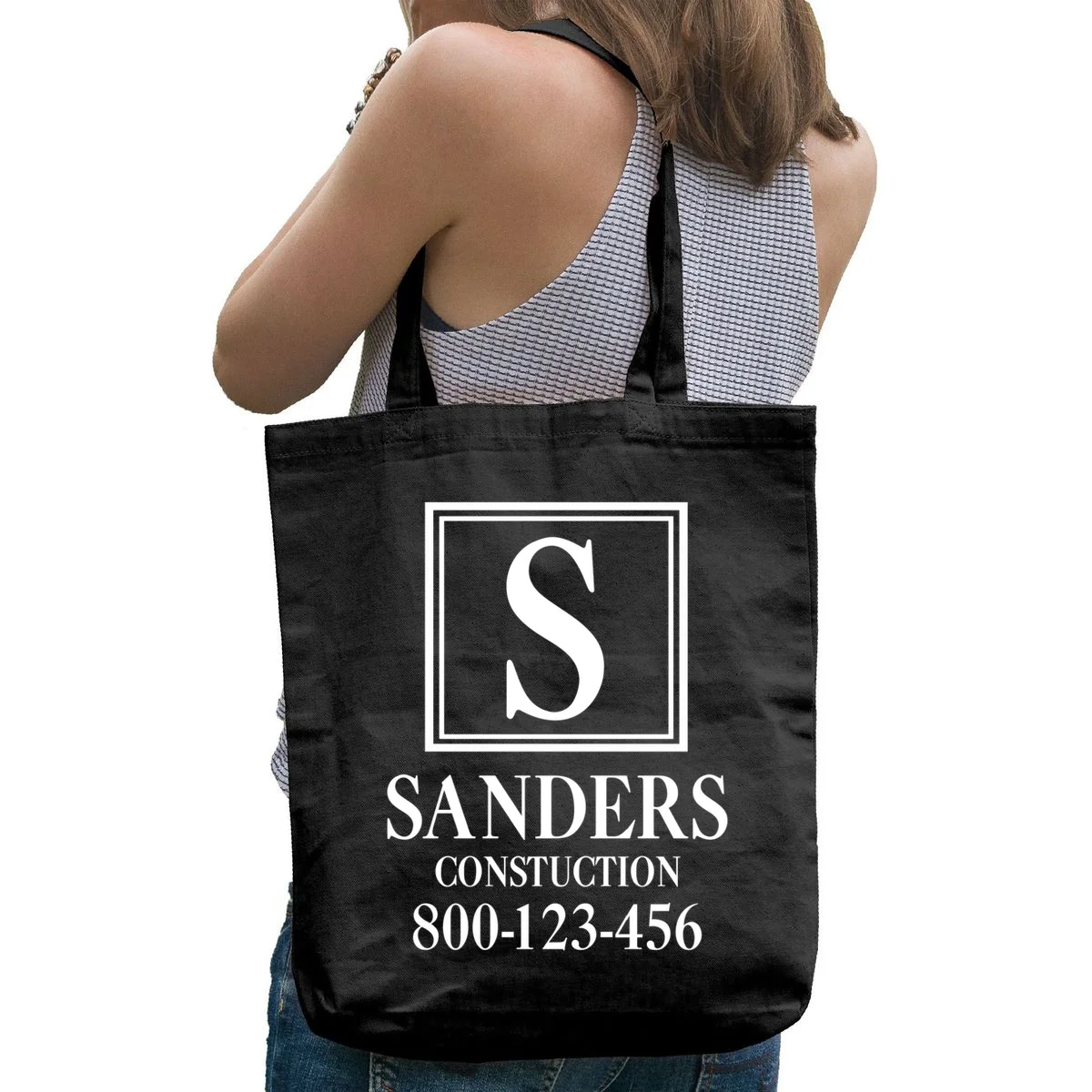 Custom Initial Custom Company Name Tote Bag - Back