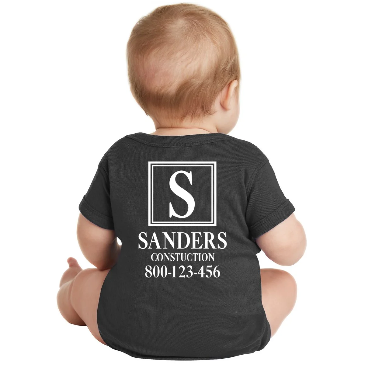 Custom Initial Custom Company Name Baby Bodysuit - Back