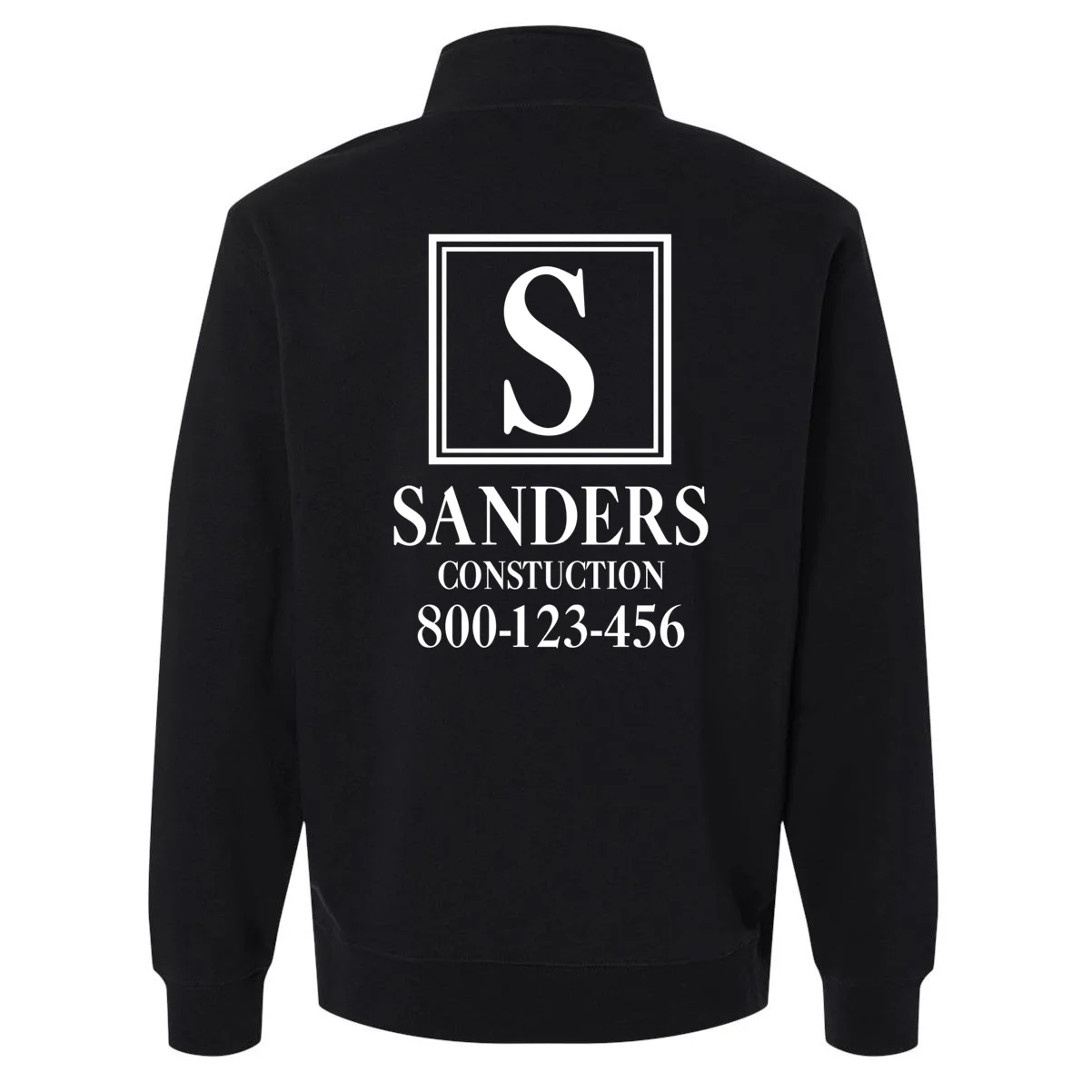Custom Initial Custom Company Name Men's Pullover Quarter Zip - Back - Close-up