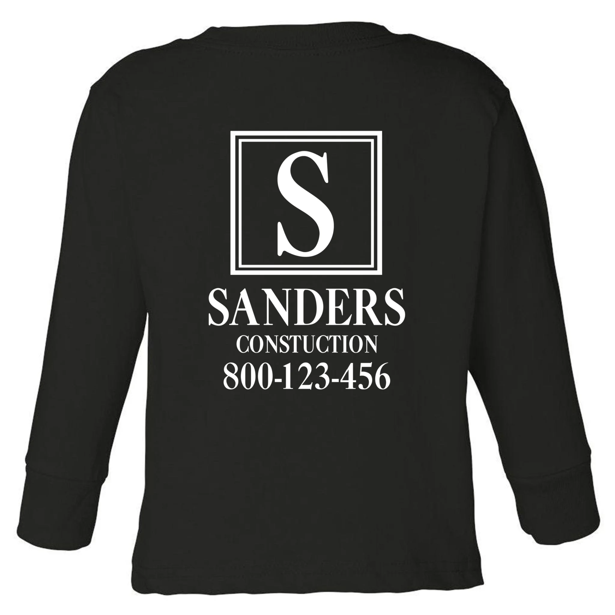 Custom Initial Custom Company Name Toddler Long Sleeve Shirt - Back - Close-up