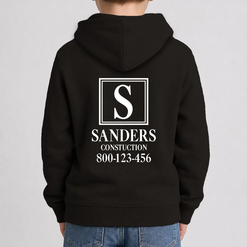 Custom Initial Custom Company Name Kids Hoodie - Back 1