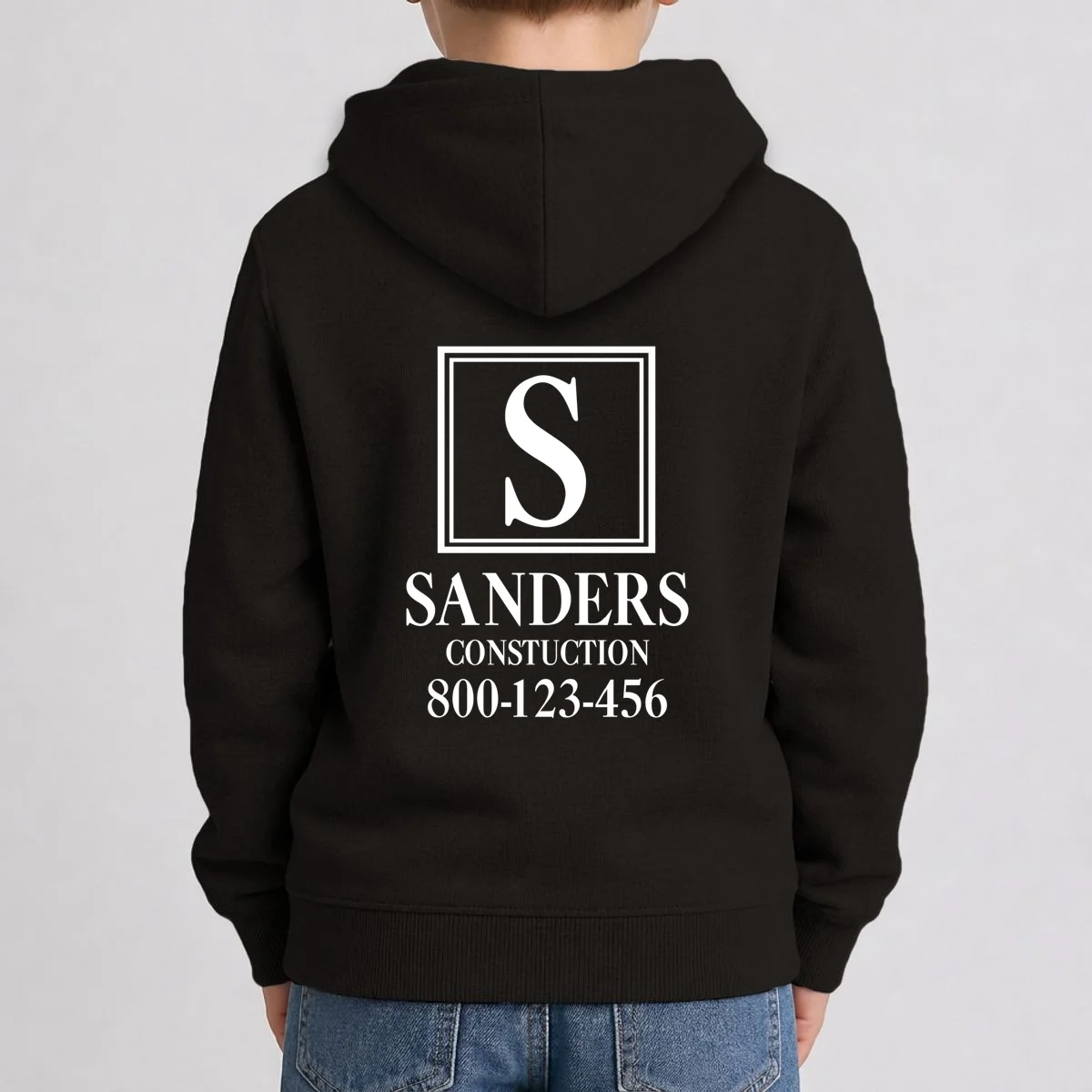 Custom Initial Custom Company Name Kids Hoodie - Back 1