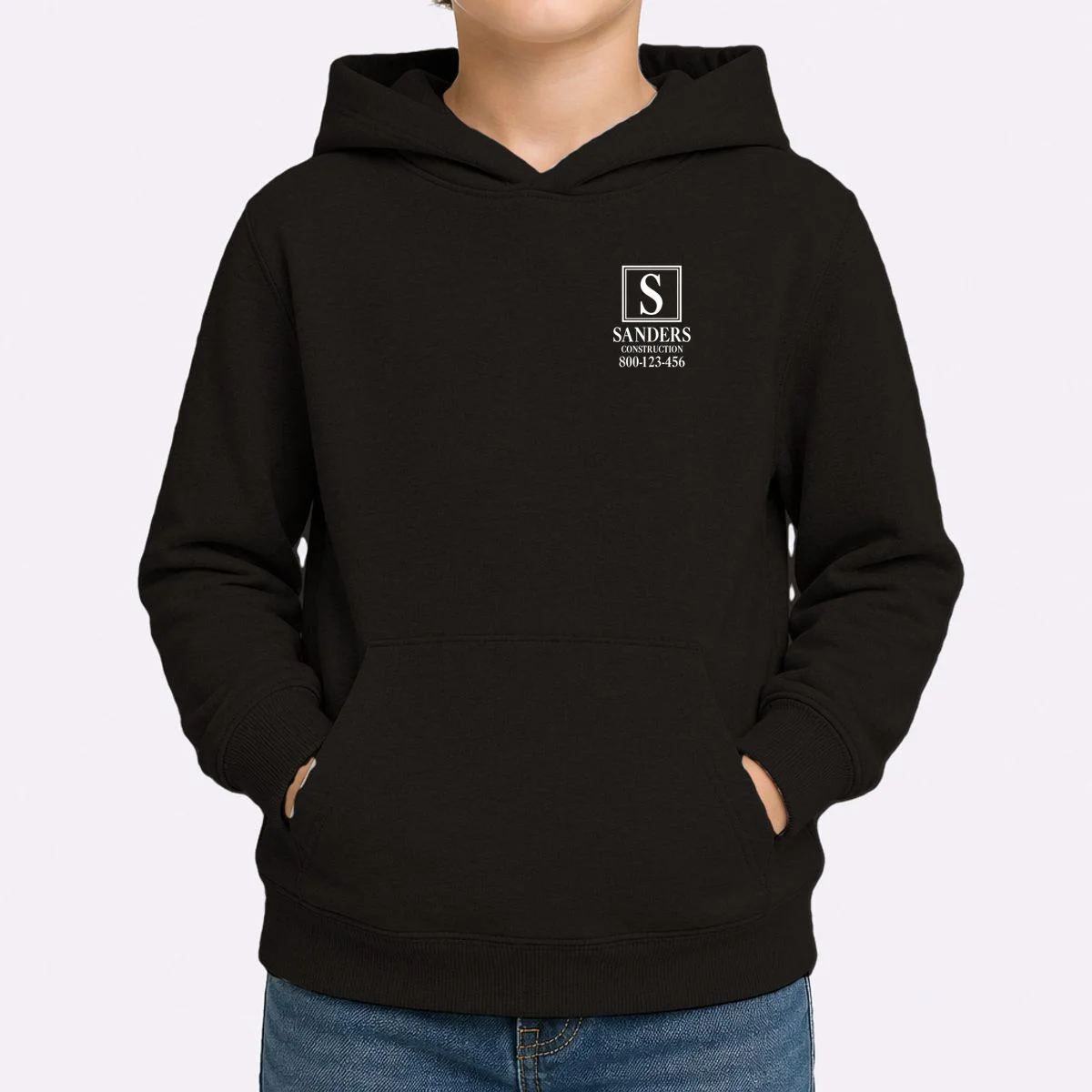 Custom Initial Custom Company Name Kids Hoodie - Front 1