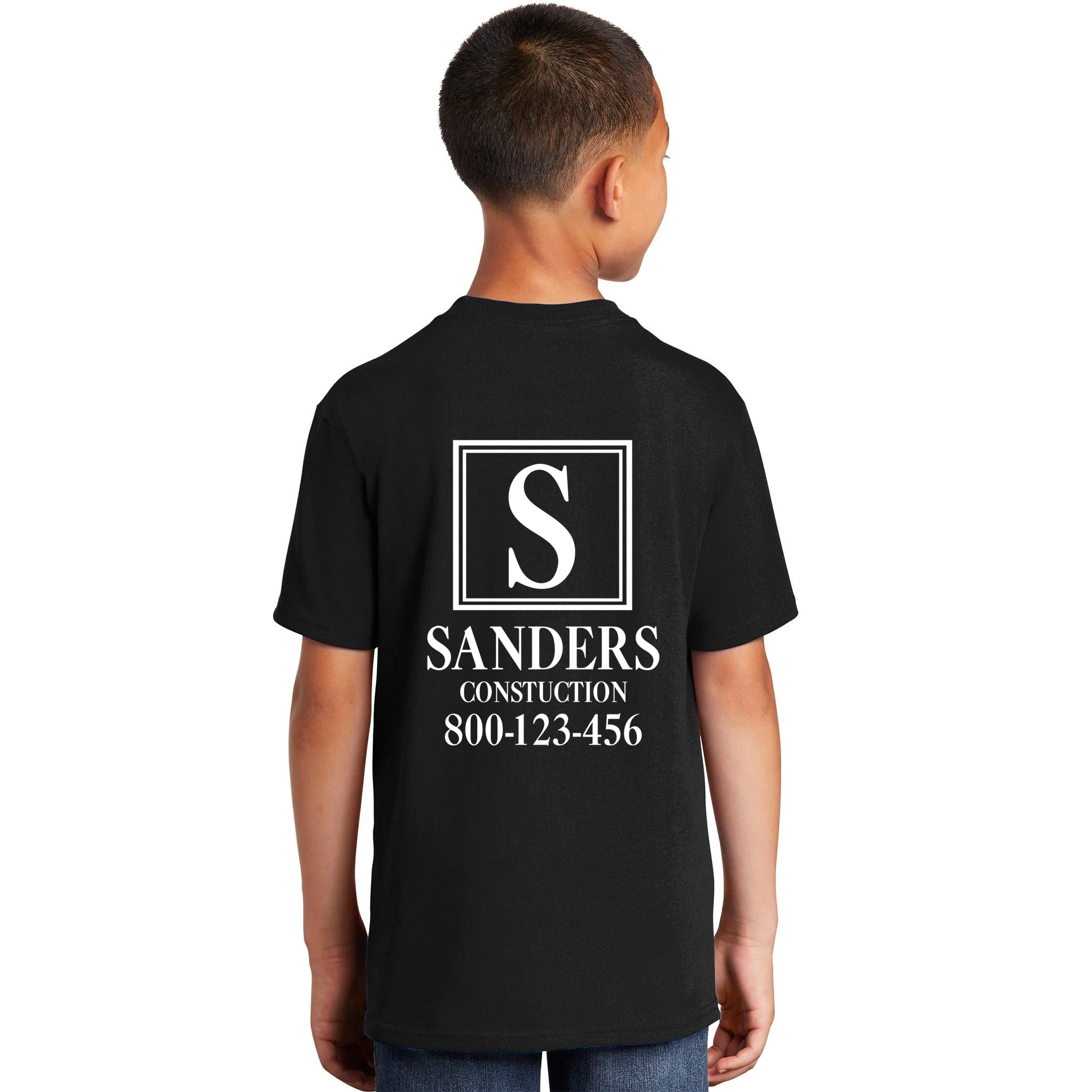 Custom Initial Custom Company Name Kids T-Shirt - Back