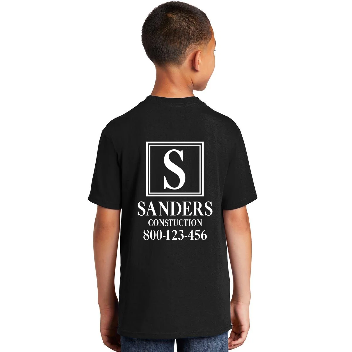 Custom Initial Custom Company Name Kids T-Shirt - Back