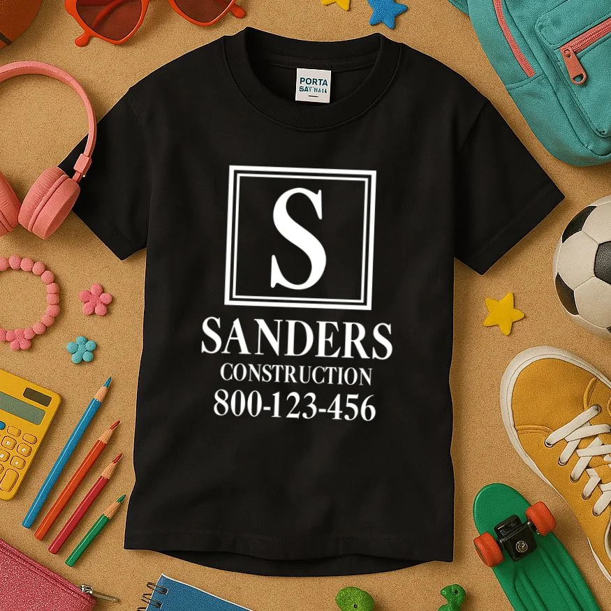 Custom Initial Custom Company Name Kids T-Shirt - Front 2