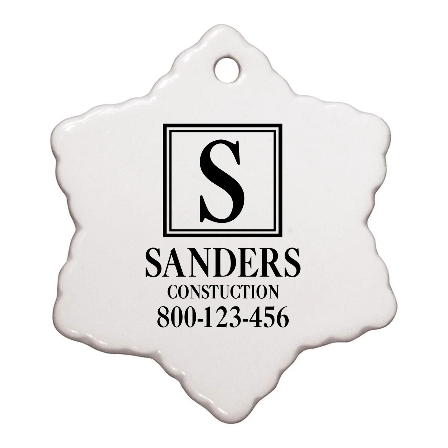 Custom Initial Custom Company Name Ornament - Back - Close-up