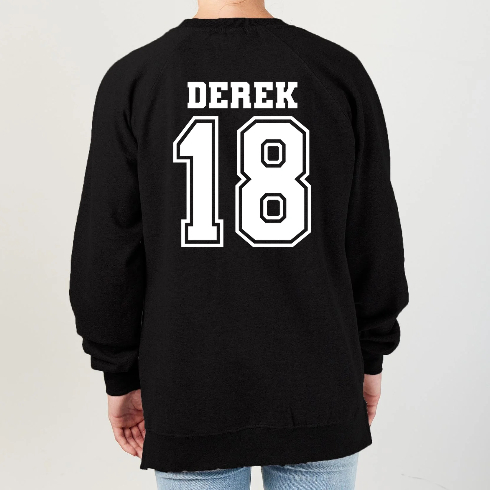 Personalized Football Mom Custom Team Name and Number Football Mama Game Day Women's Sweatshirt Gift for Football Lover - Back - Close-up