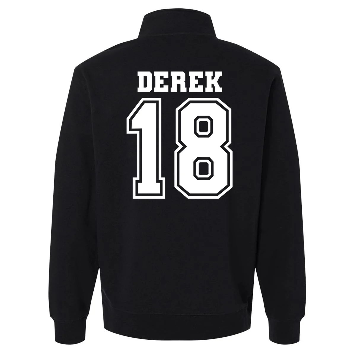 Personalized Football Mom Custom Team Name and Number Football Mama Game Day Men's Pullover Quarter Zip Gift for Football Lover - Back - Close-up
