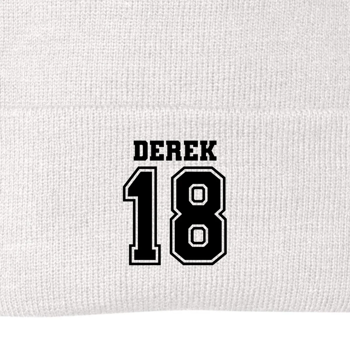 Personalized Football Mom Custom Team Name and Number Football Mama Game Day Beanie Gift for Football Lover - Back - Close-up
