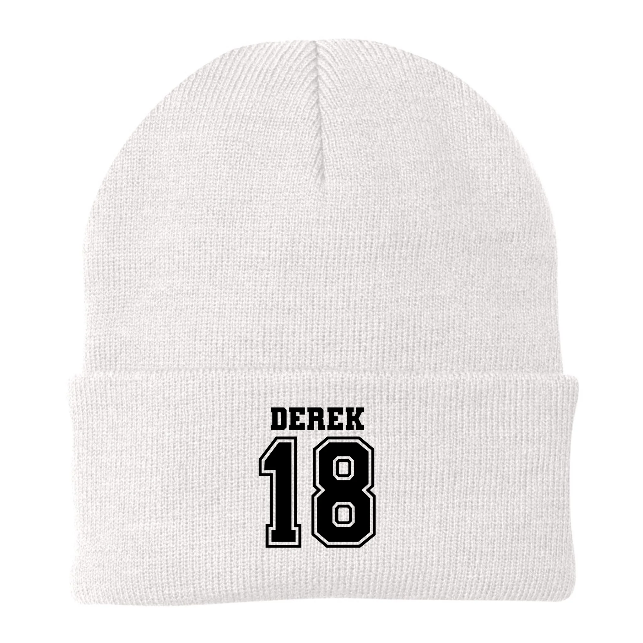 Personalized Football Mom Custom Team Name and Number Football Mama Game Day Beanie Gift for Football Lover - Back