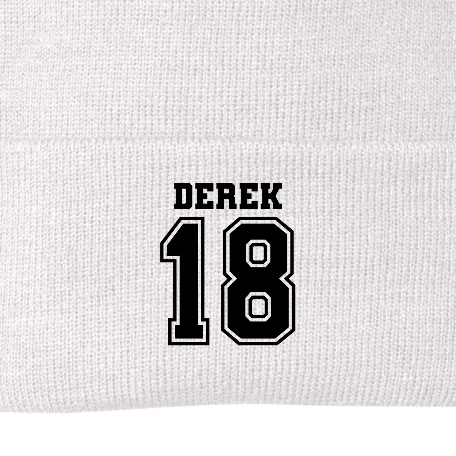 Personalized Football Mom Custom Team Name and Number Football Mama Game Day Beanie Gift for Football Lover - Back - Close-up