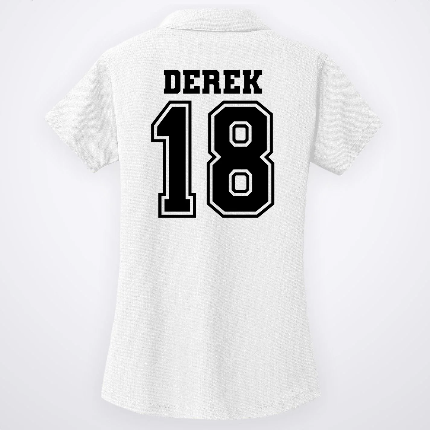 Personalized Football Mom Custom Team Name and Number Football Mama Game Day Women's Polo Gift for Football Lover - Back - Close-up