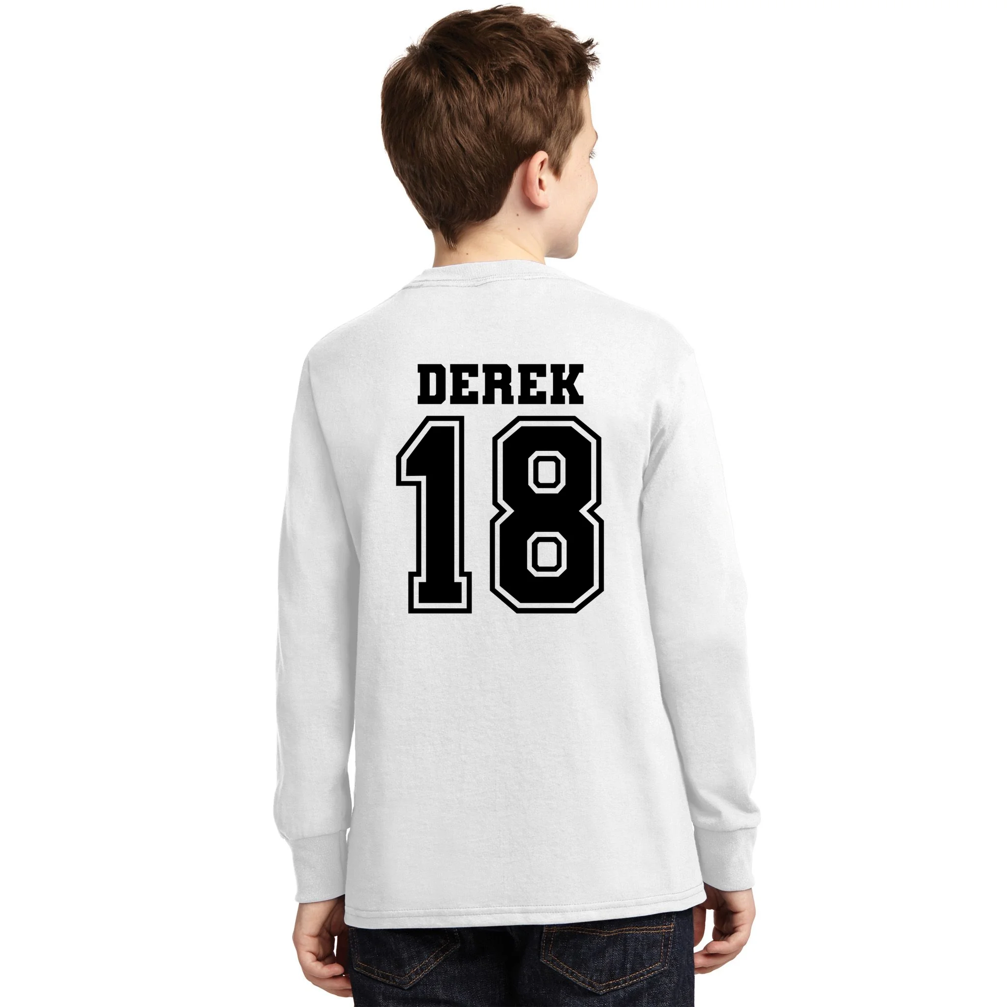 Personalized Football Mom Custom Team Name and Number Football Mama Game Day Kids Long Sleeve Shirt Gift for Football Lover - Back - Close-up